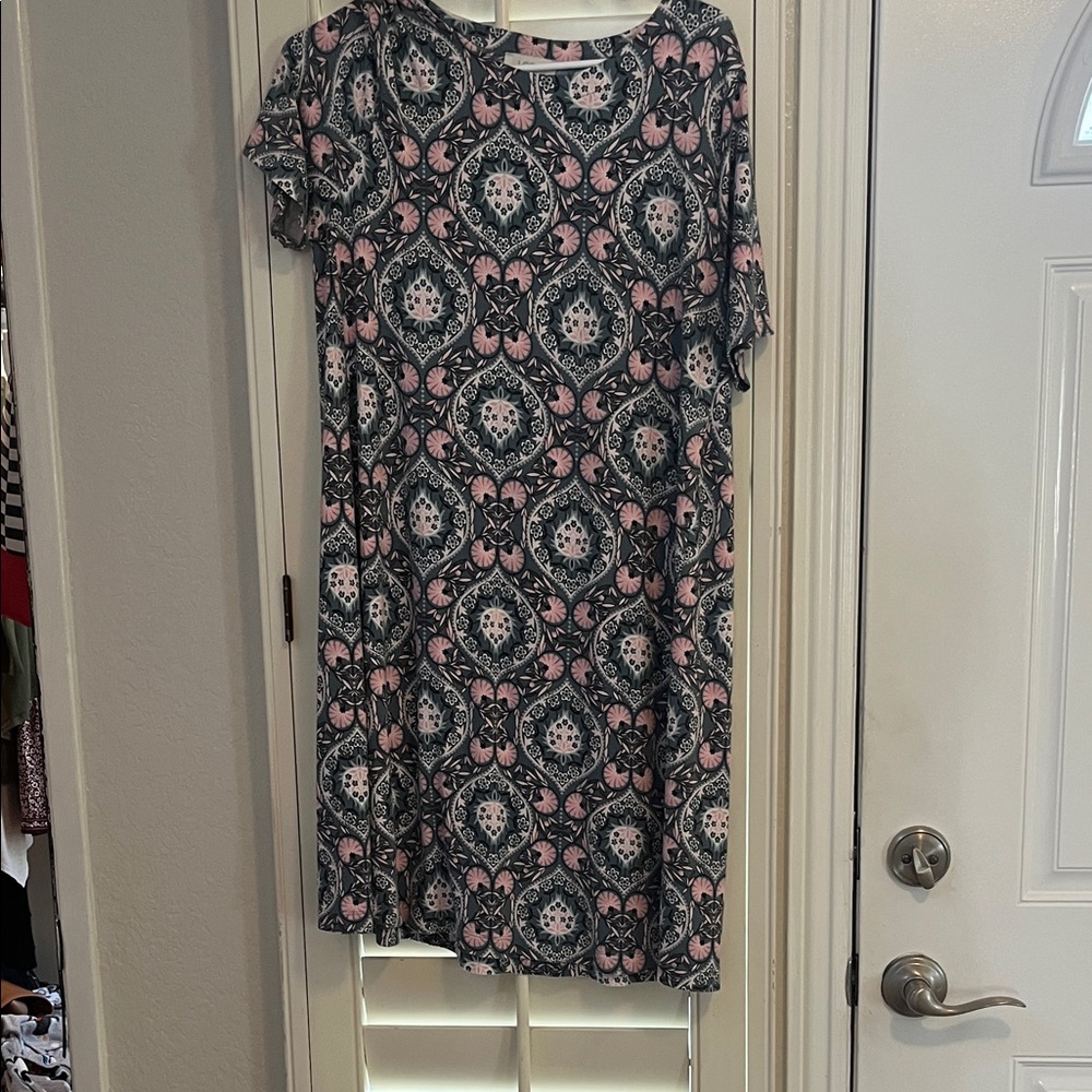 LOFT Pink Floral Midi Dress